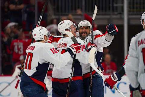 Alex Ovechkin, John Carlson, Daniel Sprong, Washington Capitals Mandatory Credit: James Guillory-USA TODAY Sports