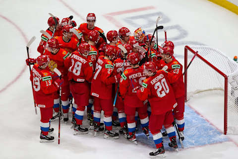 Russia celebrates their victory. (Photo by Codie McLachlan/Getty Images)