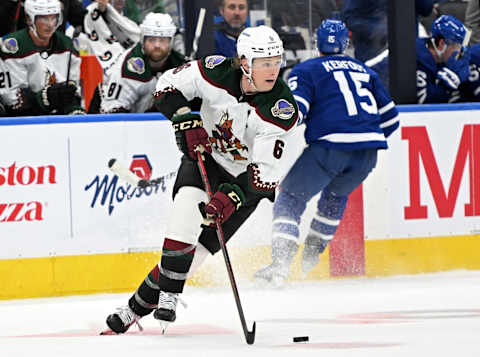 Mar 10, 2022; Toronto, Ontario, CAN; Arizona Coyotes defenseman Jakob Chychrun ( Mandatory Credit: Dan Hamilton-USA TODAY Sports