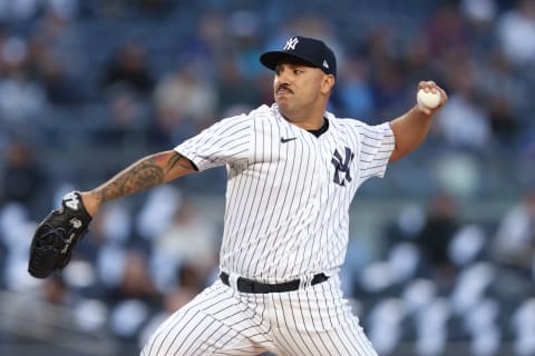 NEW YORK, NEW YORK – APRIL 12: Nestor Cortes #65 of the New York Yankees pitches during the first inning of the game against the Toronto Blue Jays at Yankee Stadium on April 12, 2022 in New York City. (Photo by Dustin Satloff/Getty Images)