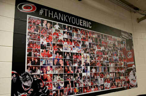 RALEIGH, NC – MARCH 31: Fans of the Carolina Hurricanes create a mural to thank Eric Staal #12 of the New York Rangers prior to an NHL game at PNC Arena on March 31, 2016 in Raleigh, North Carolina. (Photo by Gregg Forwerck/NHLI via Getty Images)