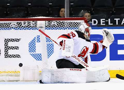 Mackenzie Blackwood #29 of the New Jersey Devils: (Bruce Bennett/POOL PHOTOS-USA TODAY Sports)