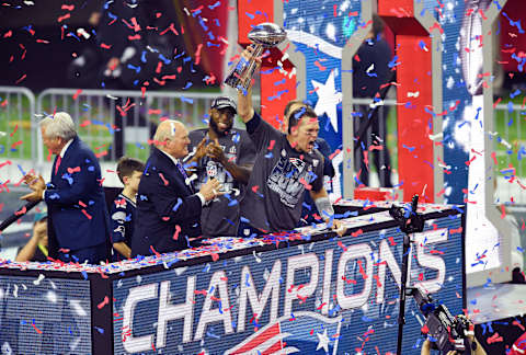 Tom Brady #12 of the New England Patriots. (Photo by Focus on Sport/Getty Images)