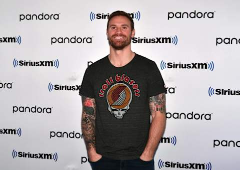 NEW YORK, NEW YORK – OCTOBER 17: (EXCLUSIVE COVERAGE) Former NFL defensive end Chris Long visits SiriusXM Studios on October 17, 2019 in New York City. (Photo by Slaven Vlasic/Getty Images)