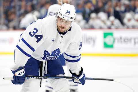 Oct 22, 2022; Winnipeg, Manitoba, CAN; Toronto Maple Leafs center Auston Matthews  Mandatory Credit: James Carey Lauder-USA TODAY Sports