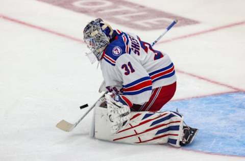 TAMPA, FLORIDA – JUNE 05: Igor Shesterkin #31 of the New York Rangers makes a save during the first period against the Tampa Bay Lightning in Game Three of the Eastern Conference Final of the 2022 Stanley Cup Playoffs at Amalie Arena on June 05, 2022, in Tampa, Florida. (Photo by Mike Carlson/Getty Images)