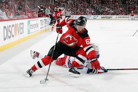 Jesper Bratt #63 of the New Jersey Devils. (Photo by Bruce Bennett/Getty Images)