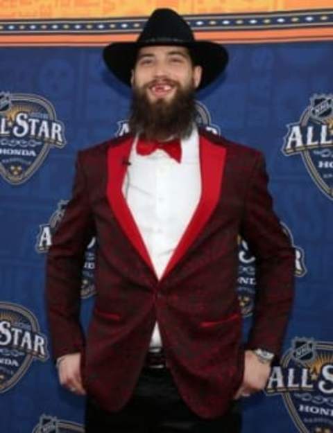 Jan 30, 2016; Nashville, TN, USA; Pacific Division defenseman Brent Burns (88) of the San Jose Sharks stands on the red carpet prior to the 2016 NHL All Star Game Skills Competition at Bridgestone Arena. Mandatory Credit: Aaron Doster-USA TODAY Sports