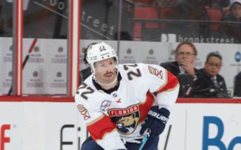 OTTAWA, ON – NOVEMBER 19: Troy Brouwer #22 of the Florida Panthers skates against the Ottawa Senators at Canadian Tire Centre on November 19, 2018 in Ottawa, Ontario, Canada. (Photo by Andre Ringuette/NHLI via Getty Images)