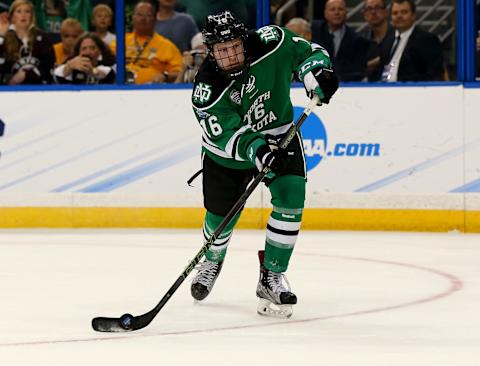 Brock Boeser of the North Dakota Fighting Hawks. (Photo by Elsa/Getty Images)