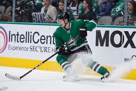 Feb 2, 2017; Dallas, TX, USA; Dallas Stars defenseman John Klingberg (3) skates against the Winnipeg Jets during the second period at the American Airlines Center. Mandatory Credit: Jerome Miron-USA TODAY Sports