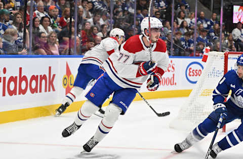 Oct 2, 2023; Toronto, Ontario, CAN; Montreal Canadiens forward Kirby Dach. Mandatory Credit: Dan Hamilton-USA TODAY Sports