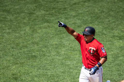 MINNEAPOLIS, MN- JULY 08: Eduardo Escobar #5 of the Minnesota Twins celebrates after hitting a home run against the Baltimore Orioles on July 8, 2018 at Target Field in Minneapolis, Minnesota. The Twins defeated the Orioles 10-1. (Photo by Brace Hemmelgarn/Minnesota Twins/Getty Images)