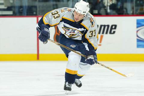 2004 Season: Player Vladimir Orszagh of the Nashville Predators. (Photo by Bruce Bennett Studios/Getty Images)