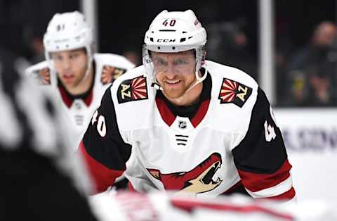 Arizona Coyotes left wing Michael Grabner (40): Stephen R. Sylvanie-USA TODAY Sports