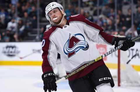 SAN JOSE, CA – MARCH 01: Colorado Avalanche Left Wing Sven Andrighetto (10) during the NHL game between the Colorado Avalanche and the San Jose Sharks at SAP Center on March 1, 2019 in San Jose, CA. (Photo by Cody Glenn/Icon Sportswire via Getty Images)