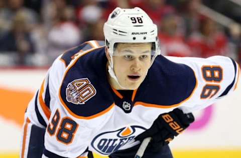 WASHINGTON, DC – NOVEMBER 05: Jesse Puljujarvi #98 of the Edmonton Oilers looks on during the third period against the Washington Capitals at Capital One Arena on November 5, 2018 in Washington, DC. (Photo by Will Newton/Getty Images)