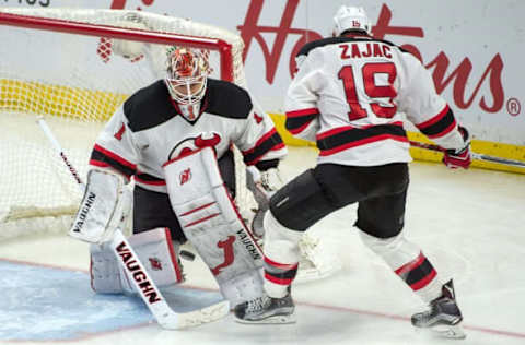 NHL Power Rankings: New Jersey Devils (goalie Keith Kinkaid (1) makes a save in the third period against the Ottawa Senators at the Canadian Tire Centre. The Senators defeated the Devils 3-1. Mandatory Credit: Marc DesRosiers-USA TODAY Sports