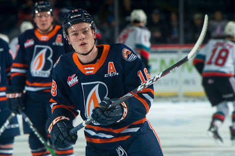 Connor Zary #18 of the Kamloops Blazers (Photo by Marissa Baecker/Shoot the Breeze)