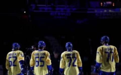 Sep 14, 2016; Washington, DC, USA; Team Sweden players line up during player introductions prior to Team Sweden