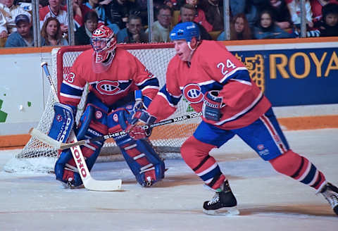 Patrick Roy #33 of the Montreal Canadiens. (Photo by Graig Abel/Getty Images)