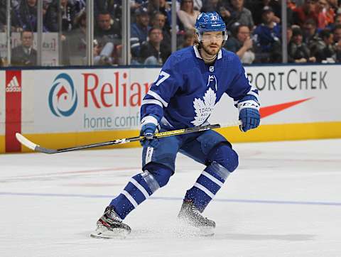 TORONTO, ON – JANUARY 18: Timothy Liljegren #37 of the Toronto Maple Leafs  . (Photo by Claus Andersen/Getty Images)