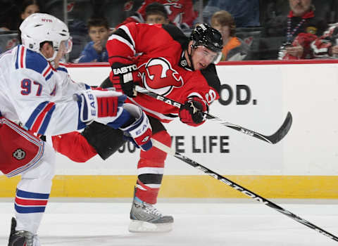 Zach Parise #9 of the New Jersey Devils. (Photo by Bruce Bennett/Getty Images)