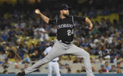 LOS ANGELES, CA – JUNE 23: Jordan Lyles #24 of the Colorado Rockies during the game against the Los Angeles Dodgers at Dodger Stadium on June 23, 2017 in Los Angeles, California. (Photo by Jayne Kamin-Oncea/Getty Images)