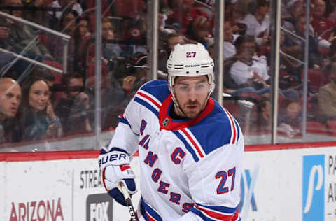 GLENDALE, AZ – JANUARY 06: Ryan McDonagh #27 of the New York Rangers in action during the first period of the NHL game against the Arizona Coyotes at Gila River Arena on January 6, 2018, in Glendale, Arizona. (Photo by Christian Petersen/Getty Images)