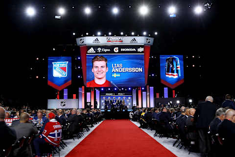 Lias Andersson is selected seventh overall by the New York Rangers (Photo by Bruce Bennett/Getty Images)