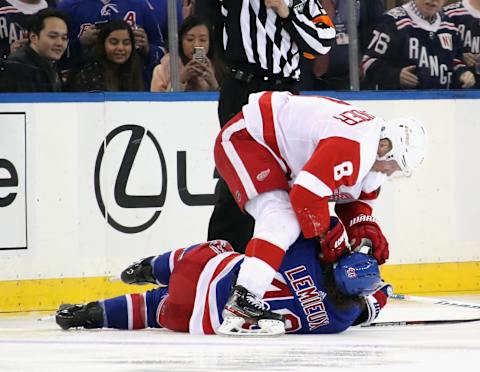 Justin Abdelkader #8 of the Detroit Red Wings. (Photo by Bruce Bennett/Getty Images)