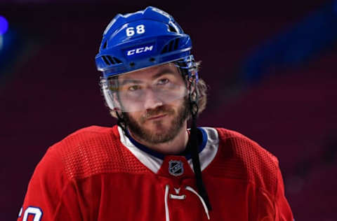 MONTREAL, QC – JANUARY 27: Mike Hoffman #68 of the Montreal Canadiens  January 27, 2022 in Montreal, Canada.  (Photo by Minas Panagiotakis/Getty Images)