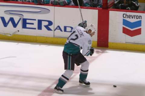 2003 Season: Mike Leclerc of the Anaheim Mighty Ducks in Game 4 of the 2003 Stanley Cup Playoff Series against Dallas, at the Arrowhead Pond of Anaheim on 4/30/03. (Photo by Henry DiRocco/Getty Images)