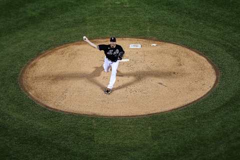 NEW YORK, NEW YORK – OCTOBER 07: Max Scherzer #21 of the New York Mets throws a pitch during the first inning of Game One of the NL Wild Card Series against the San Diego Padres at Citi Field on October 07, 2022 in the Flushing neighborhood of the Queens borough of New York City. (Photo by Dustin Satloff/Getty Images)