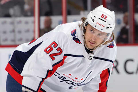 OTTAWA, ON – JANUARY 31: Carl Hagelin #62 of the Washington Capitals looks on in a game against the Ottawa Senators at Canadian Tire Centre on January 31, 2020 in Ottawa, Ontario, Canada. (Photo by Jana Chytilova/Freestyle Photography/Getty Images)