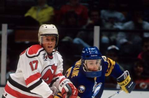 Jason Miller #17 of the New Jersey Devils. (Photo by Focus on Sport/Getty Images)