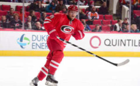 RALEIGH, NC – FEBRUARY 24: Jiri Tlusty #19 of the Carolina Hurricanes in action against the Philadelphia Flyers during an NHL game on February 24, 2015 at PNC Arena in Raleigh, North Carolina. (Photo by Gregg Forwerck/NHLI via Getty Images)