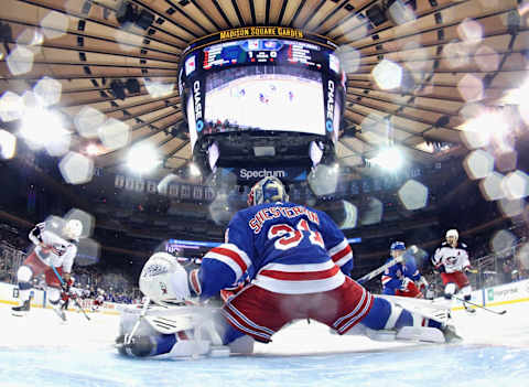 ANUARY 19: Igor Shesterkin #31 of the New York Rangers tends net against the Columbus Blue Jackets . (Photo by Bruce Bennett/Getty Images)