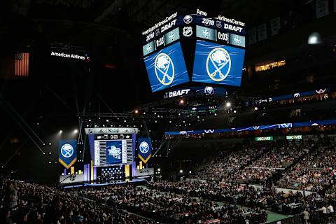 DALLAS, TX – JUNE 22: A general view of the draft floor is seen before the Buffalo Sabres pick during the first round of the 2018 NHL Draft at American Airlines Center on June 22, 2018 in Dallas, Texas. (Photo by Glenn James/NHLI via Getty Images)