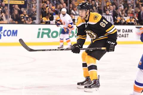 BOSTON, MA – FEBRUARY 7: Craig Cunningham #61 of the Boston Bruins skates against the New York Islanders at the TD Garden on February 7, 2015 in Boston, Massachusetts. (Photo by Steve Babineau/NHLI via Getty Images)