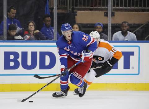 Joey Keane #82 of the New York Rangers. (Photo by Bruce Bennett/Getty Images)