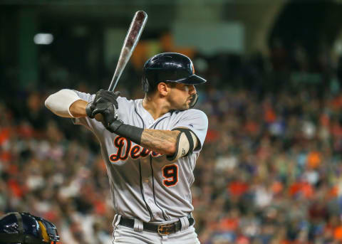 HOUSTON, TX – JULY 14: Detroit Tigers right fielder Nicholas Castellanos (9) watches the pitch during the baseball game between the Detroit Tigers and Houston Astros on July 14, 2018 at Minute Maid Park in Houston, Texas. (Photo by Leslie Plaza Johnson/Icon Sportswire via Getty Images)