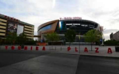 May 31, 2017; Las Vegas, NV, USA: General overall view of the T-Mobile Arena exterior and Toshiba Plaza on Las Vegas Blvd. on the Las Vegas strip. The facility will be the home of the NHL expansion franchise Vegas Golden Knights which will begin play during the 2017-18 season. Mandatory Credit: Kirby Lee-USA TODAY Sports