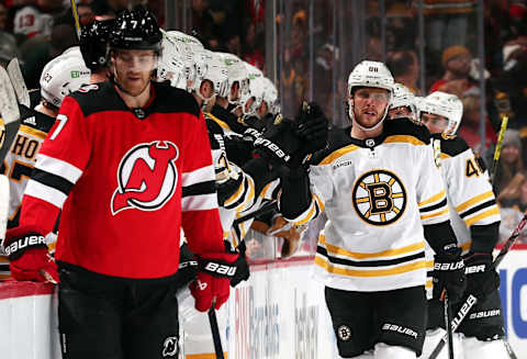 David Pastrnak #88 of the Boston Bruins is. (Photo by Jamie Squire/Getty Images)