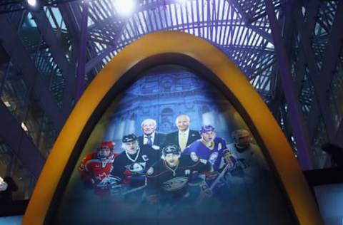 TORONTO, ON – NOVEMBER 13: A general view of the stage which is being prepared for the Hockey Hall of Fame induction ceremony at Brookfield Place on November 13, 2017, in Toronto, Canada. (Photo by Bruce Bennett/Getty Images)