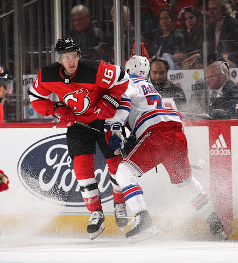 OCTOBER 17: Tony DeAngelo #77 of the New York Rangers. (Photo by Bruce Bennett/Getty Images)