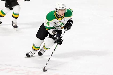 Forward Luke Evangelista #14 of the London Knights (Photo by Dennis Pajot/Getty Images)