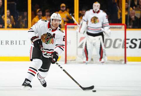 NASHVILLE, TN – JANUARY 30: Duncan Keith #2 of the Chicago Blackhawks skates against the Nashville Predators during an NHL game at Bridgestone Arena on January 30, 2018 in Nashville, Tennessee. (Photo by John Russell/NHLI via Getty Images)