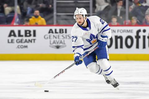 LAVAL, QC, CANADA – MARCH 6: Jeremy Bracco #27 of the Toronto Marlies  (Photo by Stephane Dube /Getty Images)