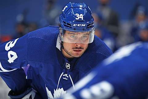 Auston Matthews #34 of the Toronto Maple Leafs. (Photo by Claus Andersen/Getty Images)